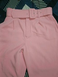 Stylish pastel Pink High-Waist Trousers