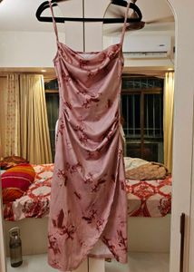 cowl neck Mauve pink Midi Dress