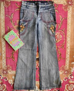 Boho embellished flared jeans