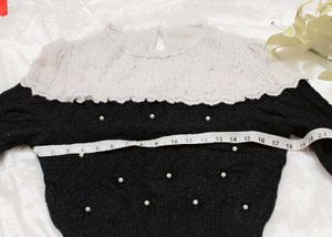 Very Beautiful Pearl Work Woolen Crop Top