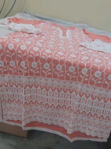 Peach Embroidered Kurta with Bell Sleeves