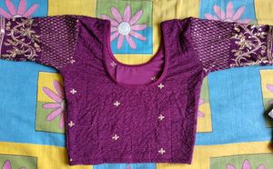Designer Embroidered Purple Blouse