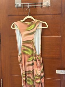 Stylish Marble Print Ruched Midi Dress