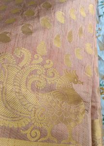 jari woven shiney chiku colour saree