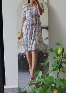 Floral Print Square Neck Dress