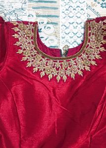 Elegant Maroon Embroidered Ethnic Gown
