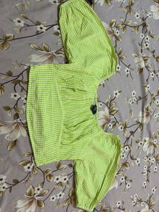 Lime Green Gingham Crop Top