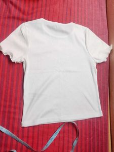 Ribbed White Crew Neck T-Shirt