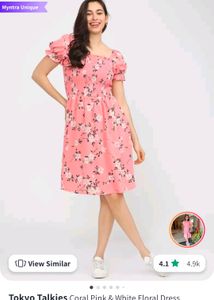 Tokyo talkies CORAL PINK AND WHITE FLORAL DRESS