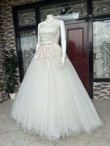 Luxury white gown with 3d lace appliques