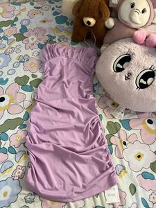 Lilac Ruched Mini Dress