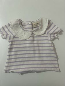 Cute Striped Baby Top with Peter Pan Collar