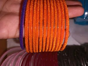 Sparkly glass Bangles Set - Multicolor