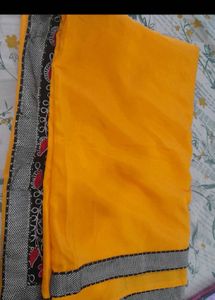 Elegant Yellow Saree with Floral Embroidery