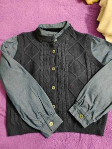 Blue Knitted Vest with Shirt