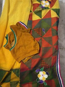 Yellow Ethnic Saree With Blouse