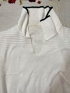 White Knit Top with Collar