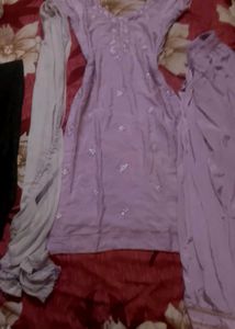 Elegant y2k Lavender Kurta Set with Sequins