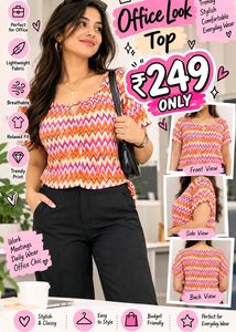 Vibrant Zigzag Print Top 40"- 42"