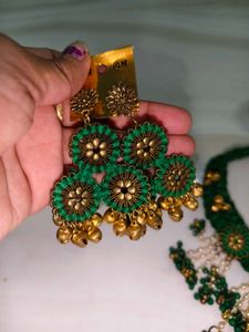 Emerald Green Floral Jewelry Set