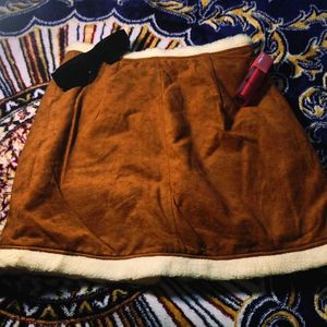 Fur Brown Mini Skirt