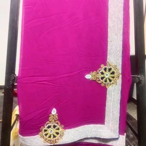 Vibrant Pink Embroidered Saree