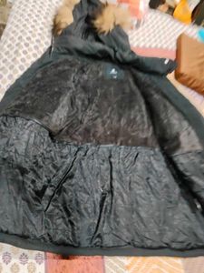 Black Puffer Jacket with Hood winter thick