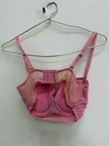 Pink Lace Trim Bra