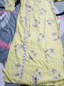 Yellow Printed Kurta with White Pants