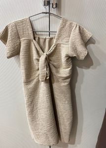 Textured Tie-Front Mini Dress