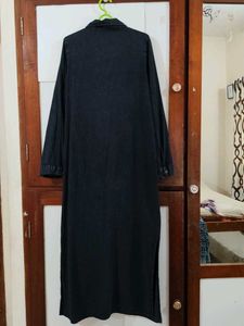 Black Acid Wash Denim Maxi Shirt Dres