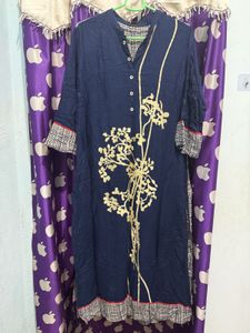 Navy Blue Printed Kurta