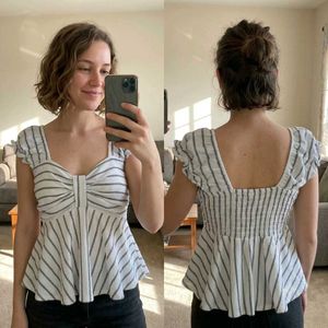 Striped Peplum Top