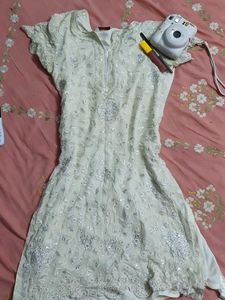 Y2k white sequined kurta Biba