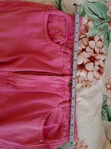 Pink Frayed Hem Wide Leg Jeans