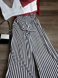 Wide Leg Flare Striped Plazzo Pant