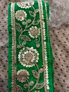 Green Velvet Lace With Golden Embroidery 🪡