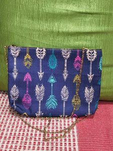 Boho Arrow Print Clutch with Chain