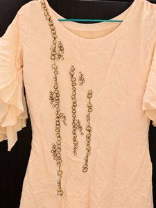 Elegant Peach Embroidered Gown