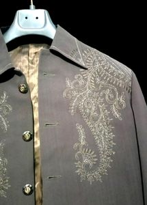 Embroidered Gray Blazer