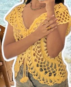 Yellow Crochet Crop Top