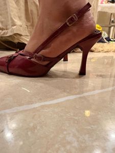 Red Patent Slingback Heels