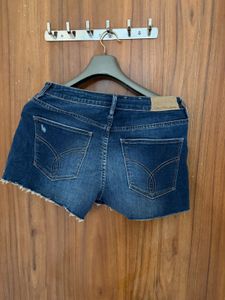 Blue Denim Distressed Shorts