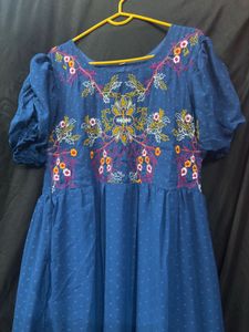 Elegant Teal Embroidered Gown