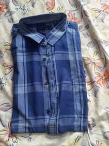 Men's Blue Plaid Casual Shirt