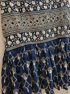 Navy Blue Embroidered Festive Sharara Set