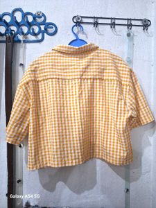 Cute Yellow Gingham Cropped Shirt
