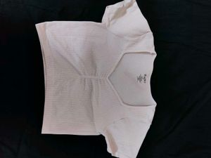 Ruched Cropped White Tee