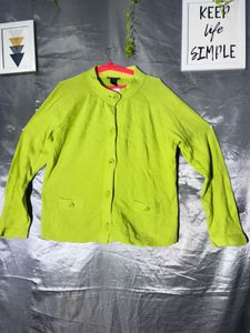 Lime Green Button-Up Cardigan