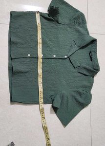 Olive Green Textured Crop Top